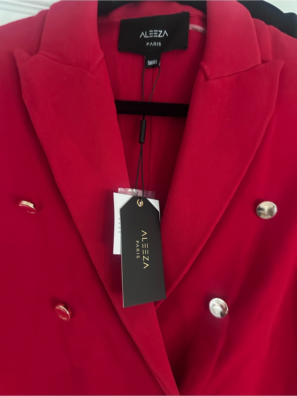 ALEEZA PARIS knit Women's Red Double-Breasted Blazer